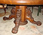 Antique Tiger Oak Dining Conference Dragon Table Large