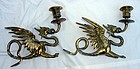 Antique French Gilt Bronze Dragon Candelabras Two