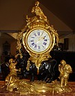 Antique French Gilt and Patinated Bronze Mantel Clock
