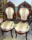 Antique Meeks Chairs Walnut Pair