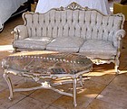 Antique Continental Sofa Couch Chairs Table Set 19th C.