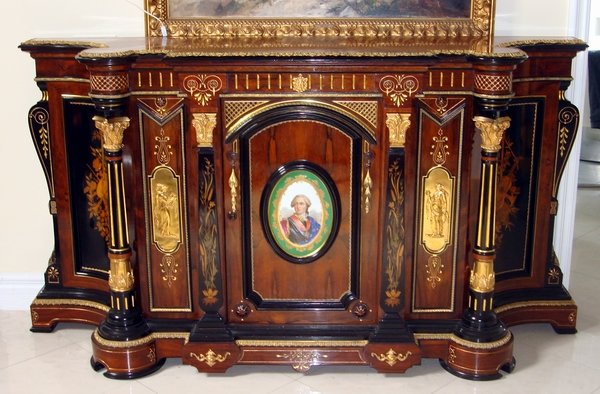 Antique Neo Grec Rosewood Cabinet Attr. Alexander Roux