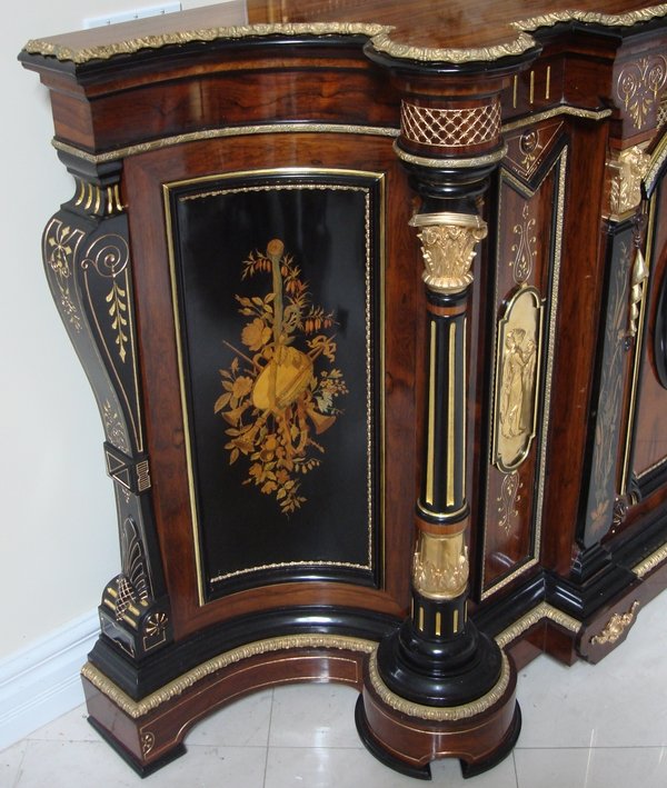Antique Neo Grec Rosewood Cabinet Attr. Alexander Roux
