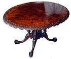 English Burl Walnut Inlaid Table Tilt Top 19th C.