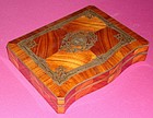 Antique French Tulip Wood Silver Inlaid Game Box 19th C