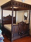 Saxe-Coberg French Oak Canopy Bed Armoire Barbedienne