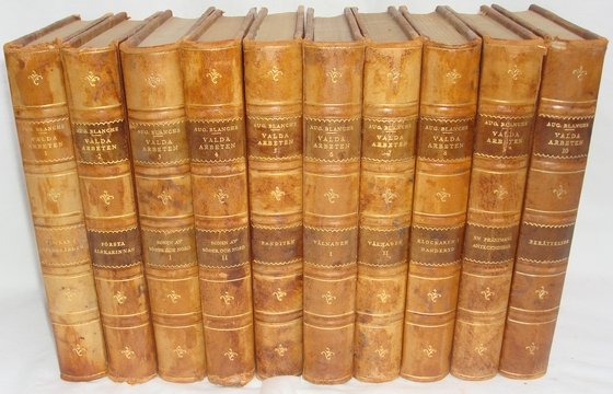 Antique Leather Swedish Books 1927 10 Volumes