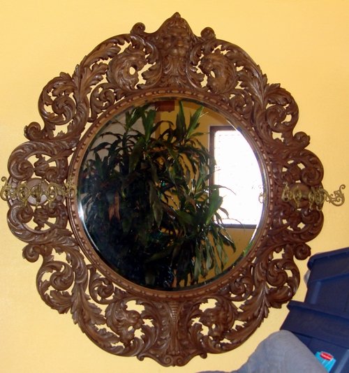 Antique Horner Walnut Mirror Carved 19th C.