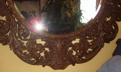 Antique Horner Walnut Mirror Carved 19th C.