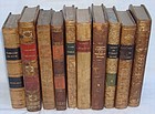 10 Antique Leather Books French from 1800s