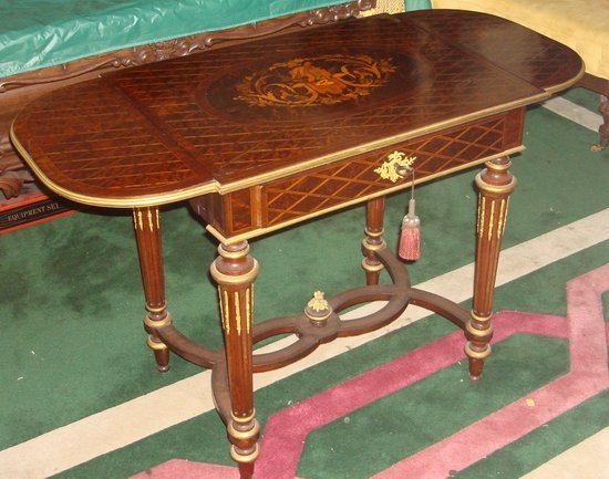 Antique French Marquetry Inlaid Rosewood Table