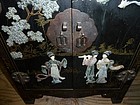 Antique Japanese Meiji Lacquer Stone Inlay