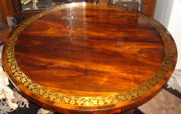 English Regency Rosewood Breakfast Table Brass inlaid