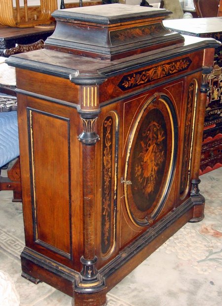 Antique English Rosewood Inlaid Cabinet 19th C.