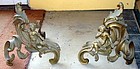 French Andirons Gilt Bronze 19th C.