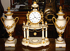 Antique French Marble Clock & Garnitures 18th C.