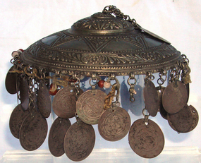 Antique Silver Ottoman Headdress 18th C. 52 Coins
