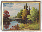 Oil Painting J. H. Sharp 1859 - 1953 Lake Landscape