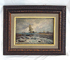 Oil Painting Giorgio Belloni 1861-1944 Ship Seascape