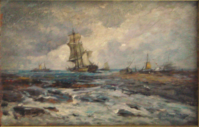 Oil Painting Giorgio Belloni 1861-1944 Ship Seascape