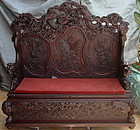 Meiji Japanese Carved Dragon Bench