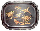 Antique Japanese Meiji Lacquer Gilt Painted Platter