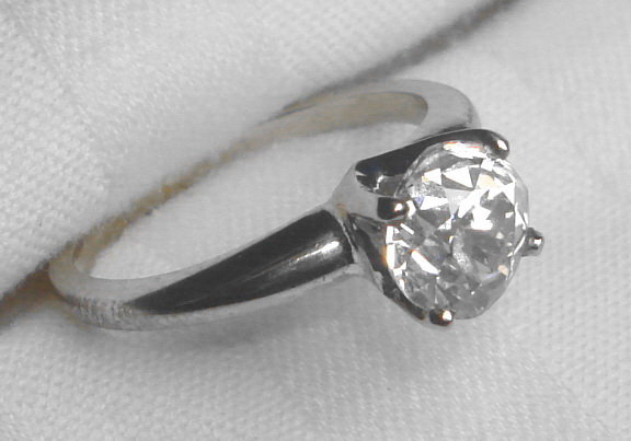 Old Antique Mine Cut Diamond Solitaire Ring 1900s