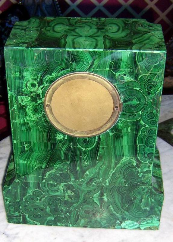 19th Century Signed French Malachite and Gilt Clock