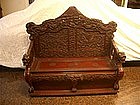 Japanese Meiji Period Export Carved Cherry Wood  Bench