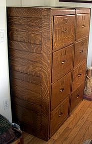 Twin American Quarter Sawn Oak File Cabinets