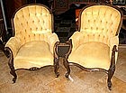 American Victorian Mahogany Upholstered Chairs