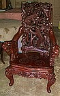 Japanese Meiji Export Carved Wood Dragon Chair