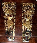 Pair of Chinese Temple Carvings - Nature Motif