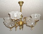 Pair of Glass and Brass chandeliers