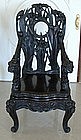 Japanese Meiji Export Carved Art Nouveau Iris Chair
