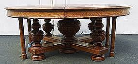 Antique Tiger Oak Dining Conference Table Large 14 Ft.