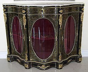 Pair of Antique French Napoleon III Boulle Credenzas