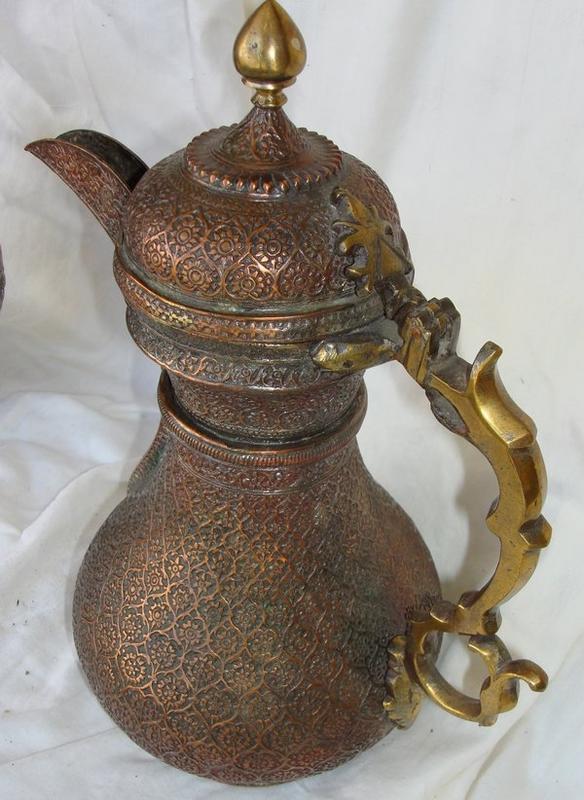 Antique 18th C. Handmade Kashmiri Copper Ewer Teapot