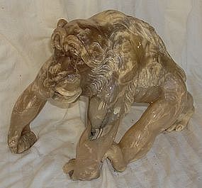 Large Finely Carved Alabaster Chimpanzee