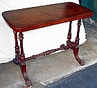 Antique Burl Walnut Victorian Library Table 19th C.