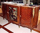 Antique French Chinoiserie Marble Top Cabinet