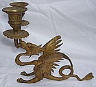 Two Antique French Gilt Bronze Dragon Candelabras