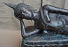 Antique Thai Buddha Ayutthaya Reclining Bronze