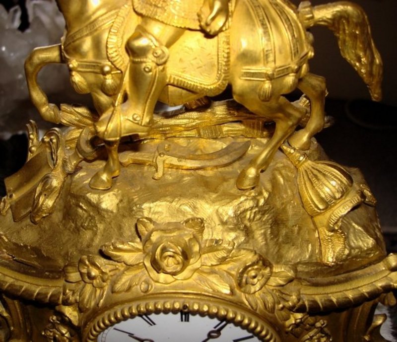 Antique French Clock 18th - 19th C. Ormolu Silk Susp.