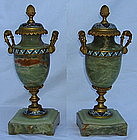 Antique French Champleve Onyx Garnitures 19th Century