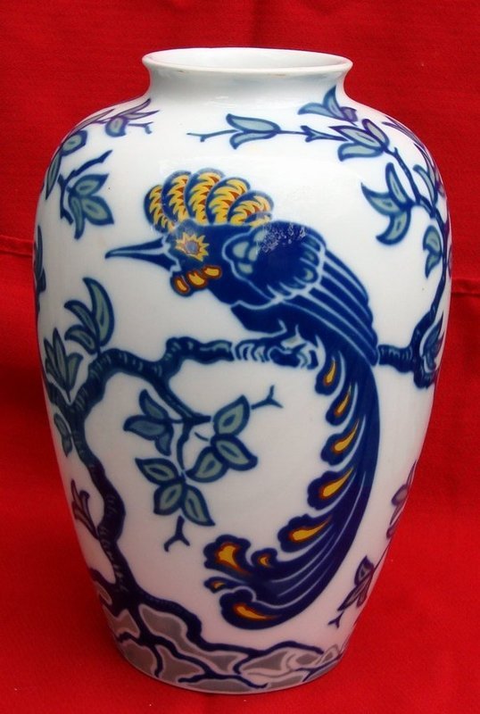 Antique Hutschenreuther Porcelain Vase Large Colorful