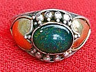 Sterling
Silver Opal and Gold Heart Indian Ring