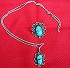 Sterling Silver and Turquoise Necklace and Ring