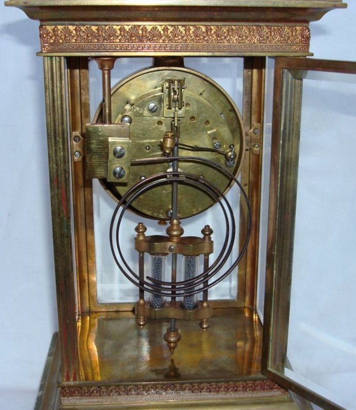 Antique French Clock Onyx 19th C. Gilt Bronze Crystal