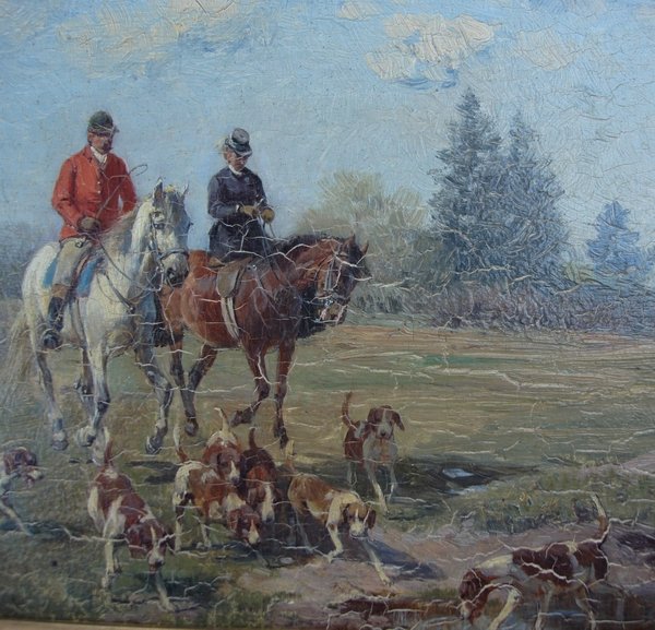 Oil Painting Fritz Van der Venne (1873-1936)  Fox Hunt
